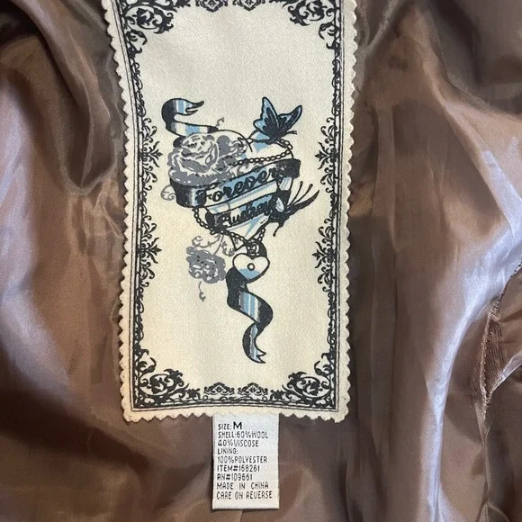 Wool Blend Tan Double-Breasted Coat - Picture 9 of 16